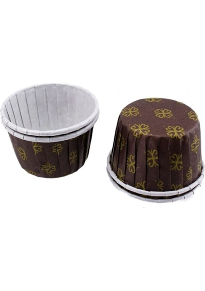 Cupcake Kalıbı Büyük Boy 62*40MM Desenli - 50'li Fume Yaprak Desenli