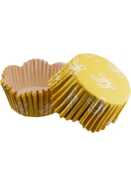 Cupcake Kalıbı Pet Kapsül Dalgalı Fiyonklu Sarı Kek Kalıbı 65X38 mm - 100'LÜ 3.8 cm