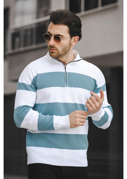 Ht 340011 Çift Renk Erkek Uzun Kol Fermuarlı Dik Yaka Triko Sweater fiyatları