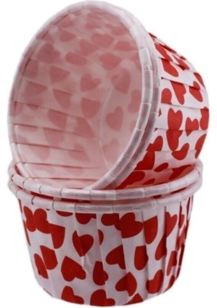 Cupcake Kalıbı Büyük Boy 62*40 mm Desenli - 50'li Kalp Desenli fiyatları