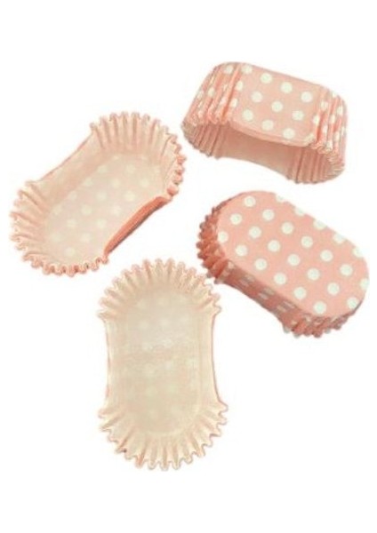 Pembe Beyaz Puantiyeli Mini Ekler Kapsül 100 Lü