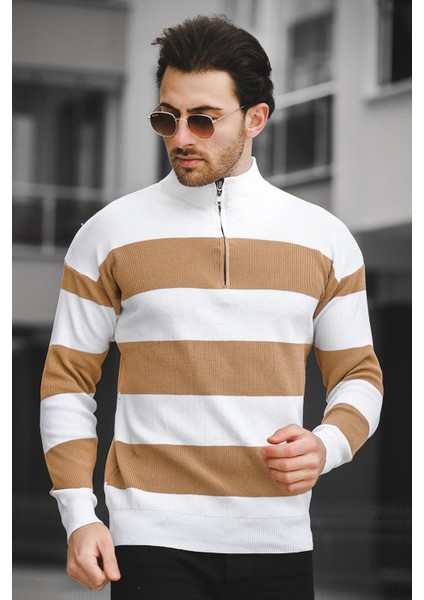 Ht 340011 Çift Renk Erkek Uzun Kol Fermuarlı Dik Yaka Triko Sweater fiyatları