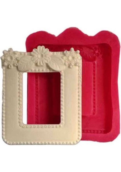 Çiçekli Küçük Çerçeve Silikon Kalıp 8*6,5 cm