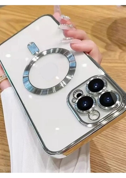 iPhone 13 Pro Max Kılıf Kamera ve Lens Korumalı Kablosuz Şarj Uyumlu Arkası Şeffaf Kapak