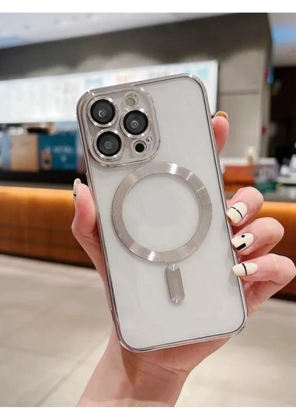 iPhone 13 Pro Max Kılıf Kamera ve Lens Korumalı Kablosuz Şarj Uyumlu Arkası Şeffaf Kapak