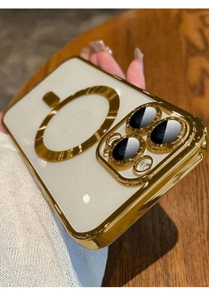 iPhone 15 Pro Kılıf Kamera ve Lens Korumalı Kablosuz Şarj Uyumlu Arkası Şeffaf Kapak