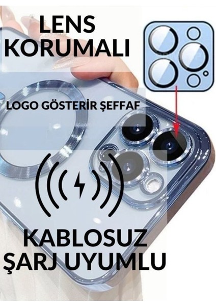 iPhone 13 Kılıf Kamera ve Lens Korumalı Kablosuz Şarj Uyumlu Arkası Şeffaf Kapak