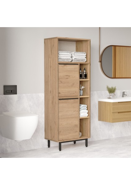 Leena Banyo Dolabı Çok Amaçlı Dolap 2 Kapaklı Metal Ayaklı Sepet LA10C-S modelleri
