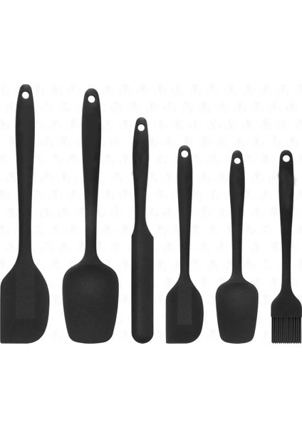 Ahlat Store Isıya Dayanıklı Yanmaz Yapışmaz Silikon Spatula Seti 6 Parça Siyah