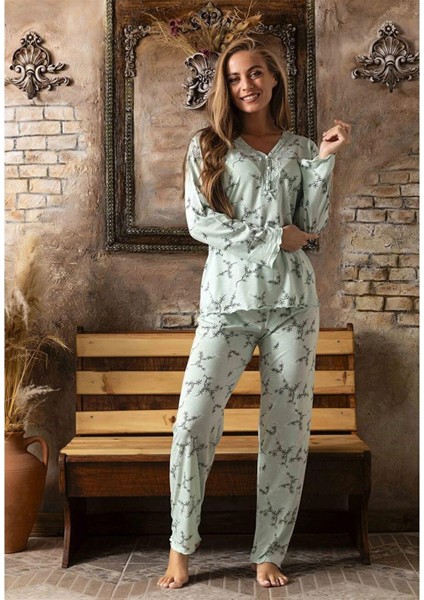 Kadın Bambu V Yaka Uzun Kol Ince Pijama Takımı 4475 - 1 Adet fiyatları