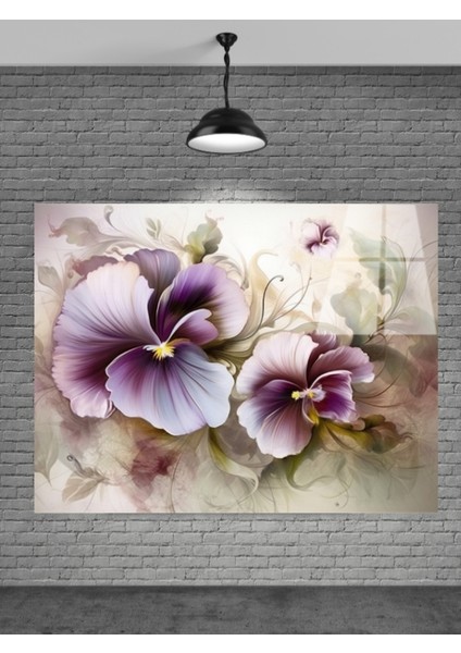 3D Beyaz Çiçekler Cam Tablo