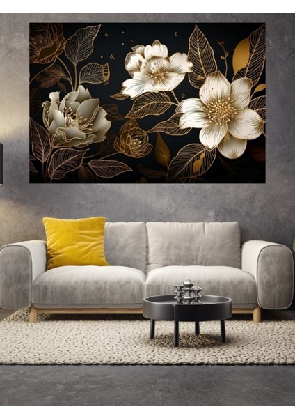 Gold Altın Çiçek Cam Tablo fiyatları
