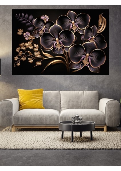 3D Siyah Çiçek Cam Tablo fiyatları