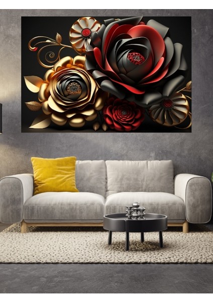 Gold Altın Çiçek Cam Tablo fiyatları