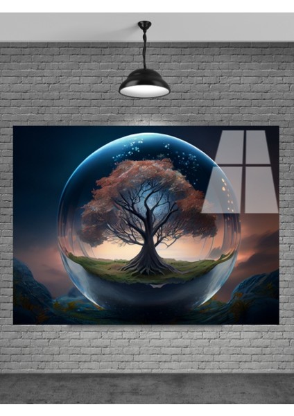 Kavanoz Içinde Dünya Cam Tablo