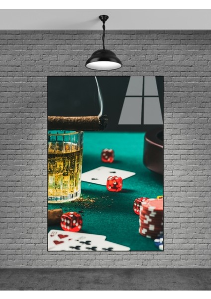 Poker Kartı Cam Tablo