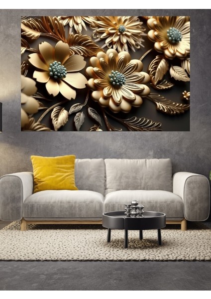 Gold Altın Çiçek Cam Tablo fiyatları