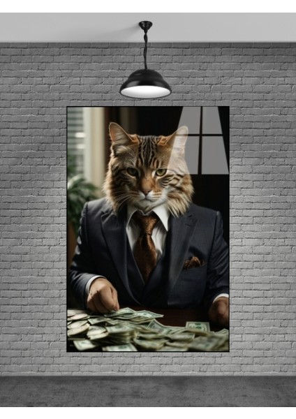 Para Sayan Kedi Cam Tablo