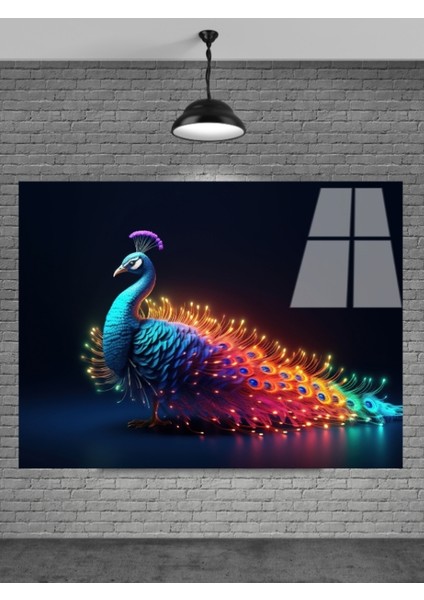 3D Tavus Kuşu Cam Tablo