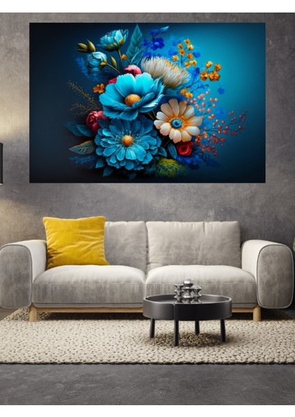 Sevilen Seri Mavi Çiçek Cam Tablo fiyatları