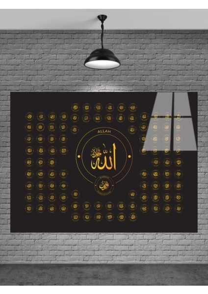 Allahın 99 Ismi Cam Tablo