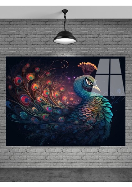 3D Tavus Kuşu Cam Tablo