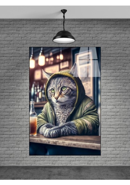 Bardaki Kedi Cam Tablo