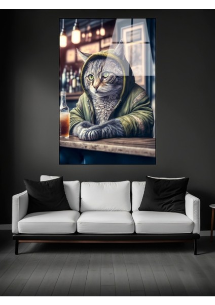 Bardaki Kedi Cam Tablo