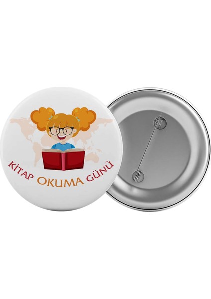 Satürn Design Kitap Okuma Günü Çanta Rozeti 20 Adet En Büyük Boy 5.8cm Iğneli Broş