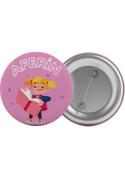 Aferin Çanta Rozeti 20 Adet En Büyük Boy 5.8cm Iğneli Broş