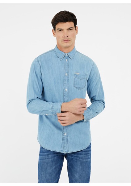 Normal Mavi Erkek Denim Gömlek M4RH44D14LHTHNA_RONNIE L/s Shırt -
