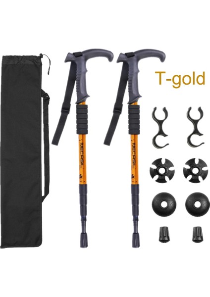 Altın Tarzı 2pcslot Trekking Direkleri Baston Yürüyüş Nordic Yürüyüş Bastonu Alüminyum Kayak Kampı Teleskopik Baton Açık Koltuk Değneği T-Kolu (Yurt Dışından)