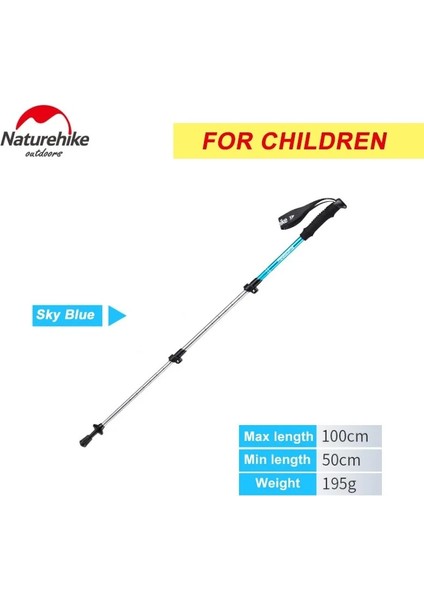 Çocuklar Gök Mavisi Stili Naturehike Alpenstocks Ultra Hafif Trekking Katlanır Direk Yürüyüş Yürüyüş Sopaları Kamp Ailesi Alpenstock (Yurt Dışından)