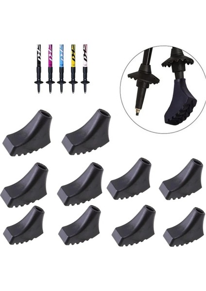 10 Adet Tarzı Kuzey Yürüyüş Direği Trekking Direği Ucu Koruyucuları Lastik Pedler Tampon Değiştirme Ipuçları Yürüyüş Sopası Için Son (Yurt Dışından) fırsatları
