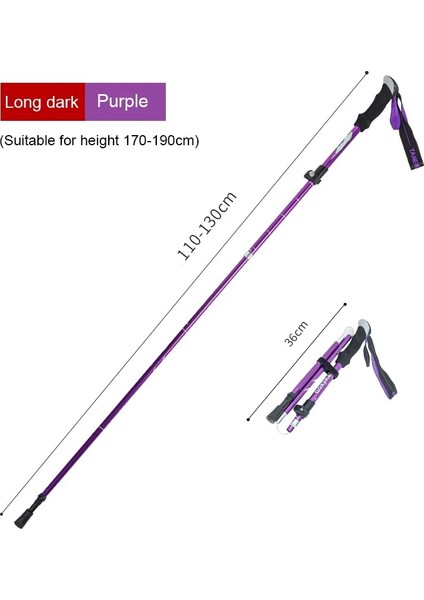 Uzun Mor Tarzı 5 Parçalı Baston Ultra Hafif Portble Açık Kat Trekking Direkleri Ayarlanabilir Anti Şok Teleskopik Kamp Yürüyüş Sopası (Yurt Dışından)
