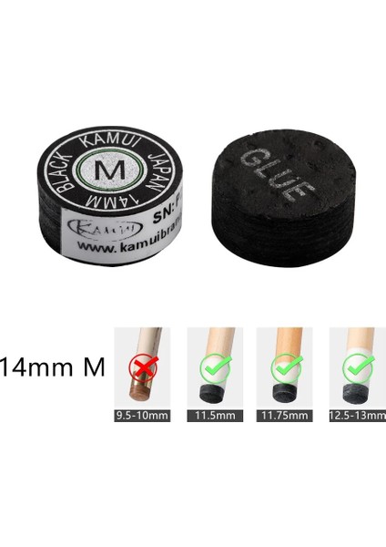 Siyah 14 mm M Stili Yeni Orijinal Kamuı Havuz Istaka Ucu Snooker Istaka Ucu Bilardo Cue Ucu Snooker Profesyonel Ucu Bilardo Aksesuarları Japonya'da Yapılan (Yurt Dışından)