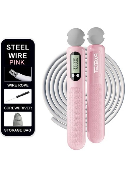Tel Halat Pembe Tarzı Profesyonel Ip Atlama Ipleri Spor Atlama Ipi Akıllı Elektronik Sayma Ev Vücut Geliştirme Taşınabilir Fitness Ekipmanları Unisex (Yurt Dışından)