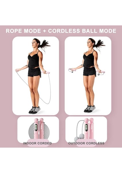 Tel Halat Pembe Tarzı Profesyonel Ip Atlama Ipleri Spor Atlama Ipi Akıllı Elektronik Sayma Ev Vücut Geliştirme Taşınabilir Fitness Ekipmanları Unisex (Yurt Dışından) modelleri