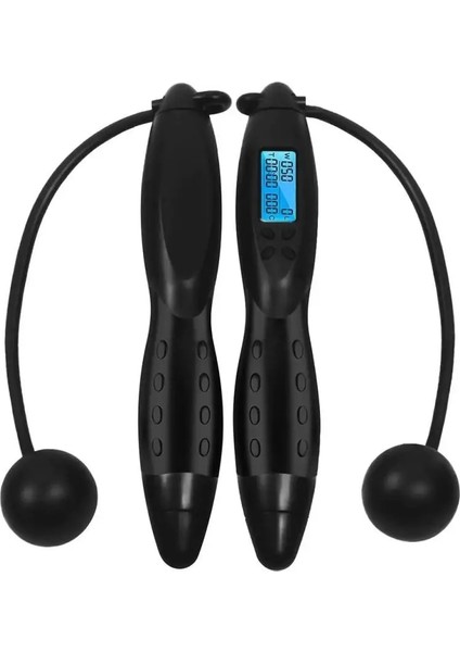 B1 Stili Akıllı Atlama Ipi Fitness Spor Ipleri Kaymaz El Kavramalı LCD Ekran Ayarlanabilir Akülü ve Kablolu Ip Atlama Ipi (Yurt Dışından)