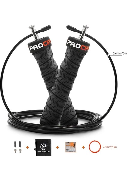 Kara-Tek Delik Stili Crossfit Atlama Ipi Hız ve Ağırlıklı Ip Atlama Ipleri Ayarlanabilir Tel Ip Atlama Ipi Ekstra Kablolu Bilyalı Rulmanlar Kaymaz Sap (Yurt Dışından)