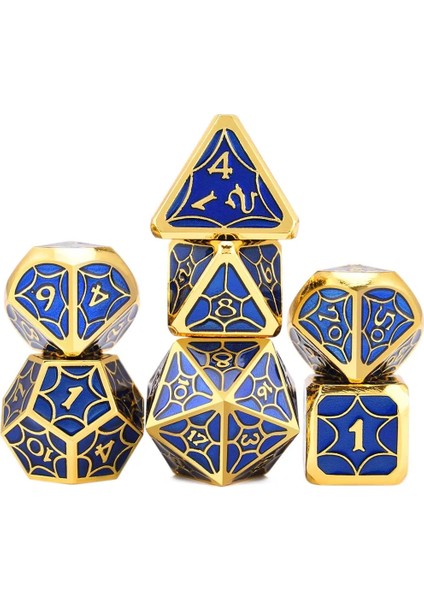Mavi Gold6 Stili Nebula Metal Çokyüzlü Zar Seti D4 D6 D8 D10 D% D12 D20 Masa Oyunları Için Rpg Dnd (Yurt Dışından)