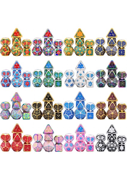 Mavi Gold6 Stili Nebula Metal Çokyüzlü Zar Seti D4 D6 D8 D10 D% D12 D20 Masa Oyunları Için Rpg Dnd (Yurt Dışından)