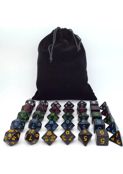 Tıtan Rpg Dices Siyah Zar Setleri Dnd Mtg Warhammer 40K Zar Oyunları Için D4-D20 Çokyüzlü Zar Formu (Yurt Dışından)