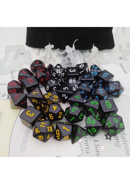 Tıtan Rpg Dices Siyah Zar Setleri Dnd Mtg Warhammer 40K Zar Oyunları Için D4-D20 Çokyüzlü Zar Formu (Yurt Dışından)