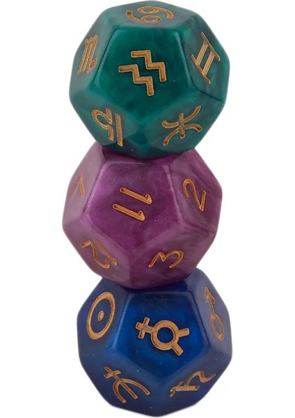 Olyhedral Dijital Zar Astrolojik Zar Seti Ez Constellation Oyunları Için 9 Yönlü Akrilik Zar (Yurt Dışından)