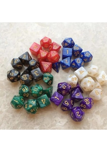 Mavi Stil Kılıflı Çokyüzlü Zar Seti Çift Renkli D4 D6 D8 D10 D12 D20 Altın Sayıları Dnd Rpg Masa Oyunları Yeni Nebula Zar Seti (Yurt Dışından)
