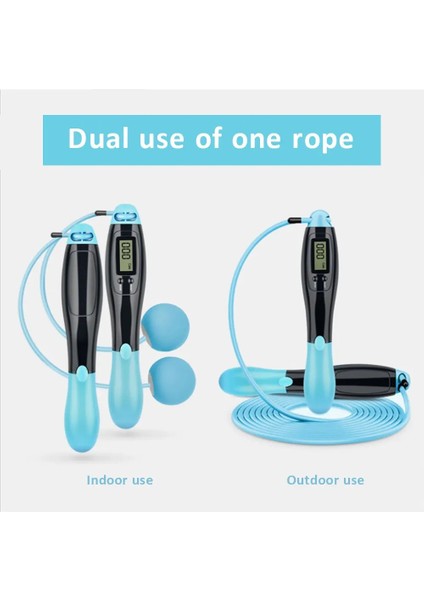 Çift Kullanımlı Mavi Stil Akülü Elektronik Ip Atlama Ipi Gym Fitness Akıllı LCD Ekranlı Atlama Ipi Sayma Hız Sayacı Fitness Eğitim Ekipmanları (Yurt Dışından)