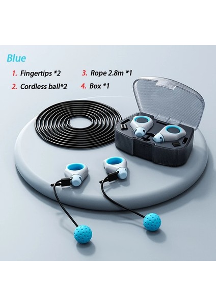 Mavi Stil Spor Mini Taşınabilir Parmak Ucu Kolu Ip Atlama Ipi Çelik Tel 2.8m ve Akülü Top Fitness Ekipmanları Hız Atlama Ipi Eğitimi (Yurt Dışından)