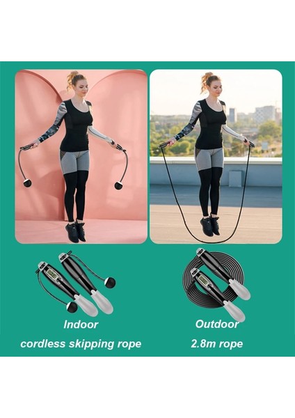 Yeşil-Kablosuz Stil Elektronik Atlama Ipi Seti Akülü Atlama Akıllı Atlama Ipi LCD Ekran Sayma Hız Sayacı Fitness Egzersiz Vücut Geliştirme (Yurt Dışından) fiyatları