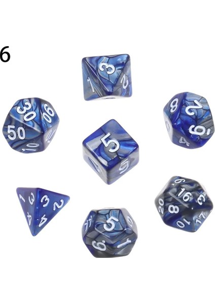 A6 Stili Iidescent Çokyüzlü Zar Seti Glitter Altın Numaraları Trpg Dnd 7-Die D4 D6 D8 D10 D12 D20 Için Oyun Aksesuarı (Yurt Dışından)